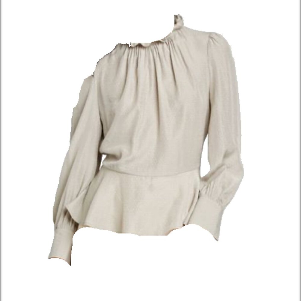 Gray Swiss-Dot Texture High-Neck Blouse - Target - Size M